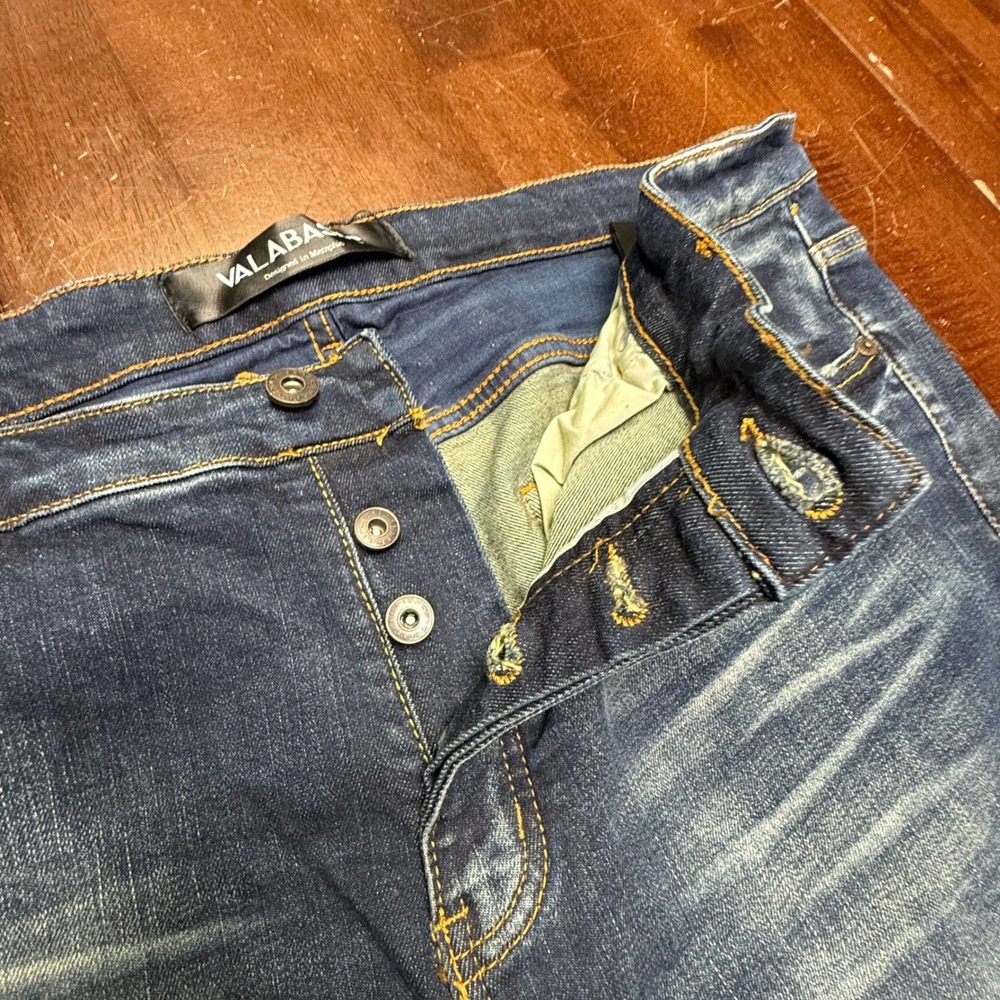 Valabasas Carpenter Jeans Mens Fits 40 Distressed Whiskered Button Utility Denim - Picture 12 of 14